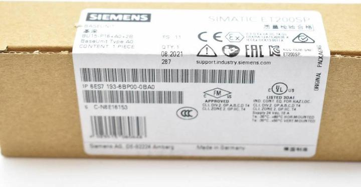 Valeurs nutritives et ingrédients Siemens ET200SP Unité de base type A0