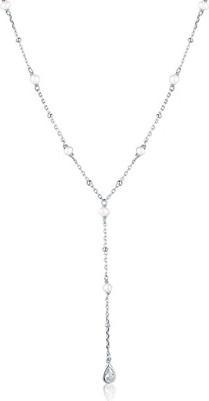Actual product image JVD Silver Necklace With Freshwater Pearls