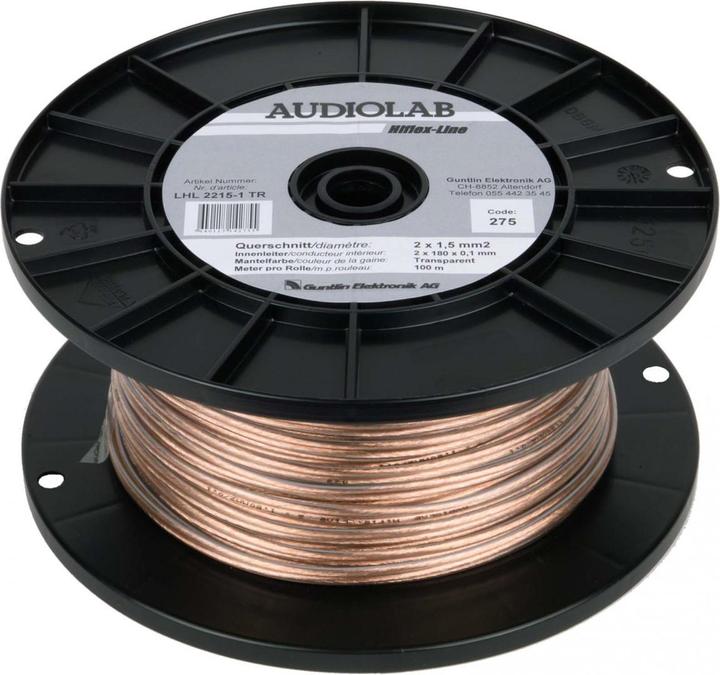 Actual product image Audiolab Hiflex LS cable, transparent, 2x1.5mm2, 200m (200 m, 1.50 mm²)