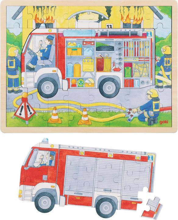 Actual product image Goki Toddlers puzzle fire department operation (60 pieces)