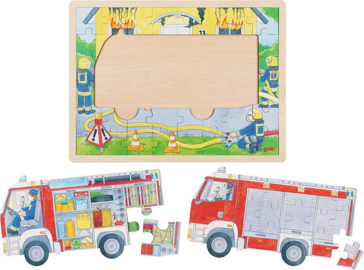 Actual product image Goki Toddlers puzzle fire department operation (60 pieces)