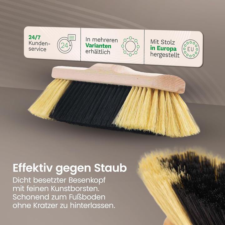 Produktbild Novaliv 1x Zimmerbesen mit Stiel I feine Kunstborsten I Handbesen Holz I Teleskopstiel I Stubenbesen (1 Stk.)