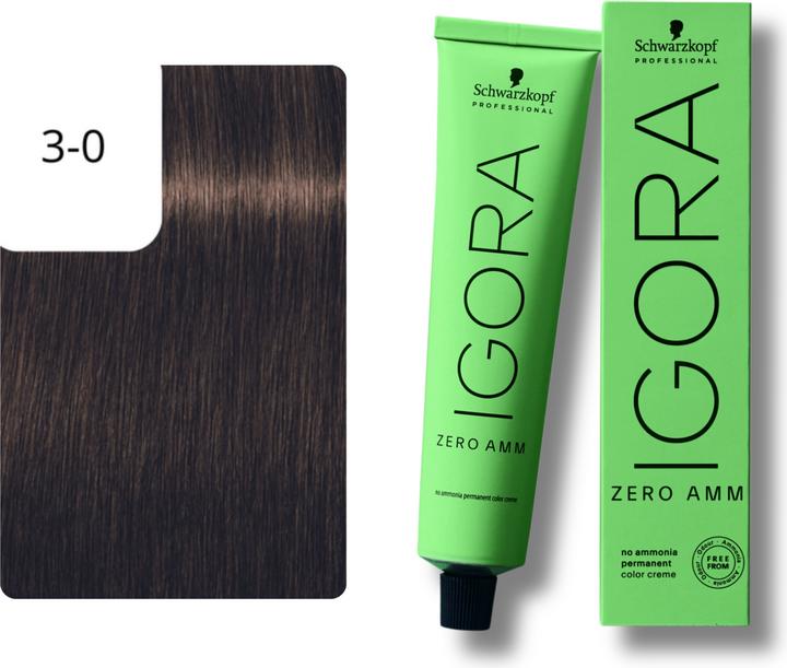Actual product image Schwarzkopf Igora Zero AMM - 3-0 Dark Brown (3-0 Dark Brown)