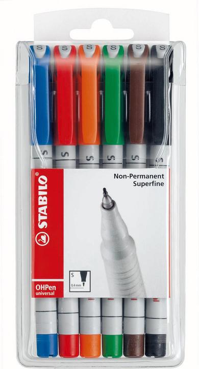 Image du produit STABILO OHPen (Bleu, Noir, Orange, Marron, Rouge, Vert, 0.40 mm, 6 x)