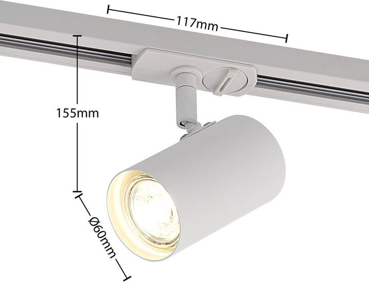 Image du produit Lindby Projecteur sur rail à LED Ties, monophasé, blanc (350 lm, GU10)