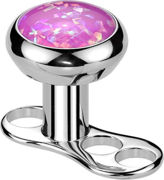 Produktbild Star Piercing Dermal Anchor Innengewinde silber mit Opal pink (Titan G23, ohne Messing)