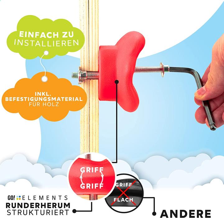 Image du produit GO!elements Prises d'escalade enfants 15 pièces (Orange, Rouge, Bleu, Vert, Jaune)