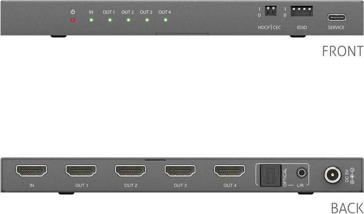 Image du produit Purelink PureTools - 1x4 HDMI2.1 Splitter - 48Gbps - 8K (60Hz 4:2:0) 12 bit, Audio De-Embedding and Signal M