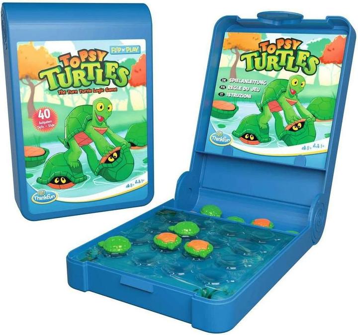 Actual product image Ravensburger ThinkFun 76576 - Flip N' Play Topsy Turtles - the travelling logic game, for children and adults 8+ (German, French, Italian)