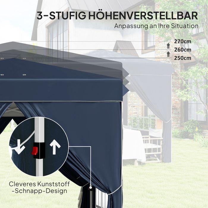 Immagine prodotto Swisshandel24 Faltpavillon 2,5x2,5m, wasserabweisend mit 4 Seitenteilen, Dunkelblau (250 cm, 250 cm)