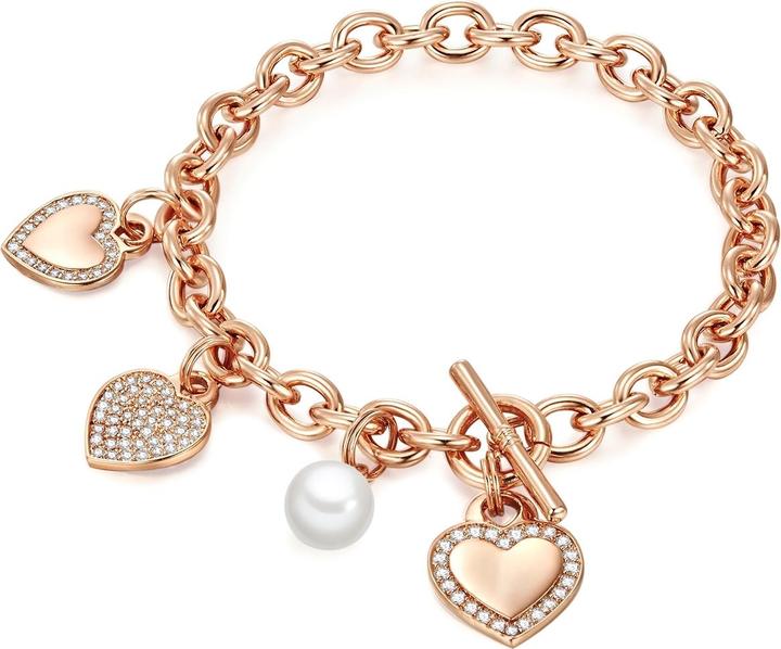 Produktbild Lulu & Jane Damen Herz Messing Zirkonia Muschelkernperle roségold 19,0 cm - 29719 (19 cm, Messing)