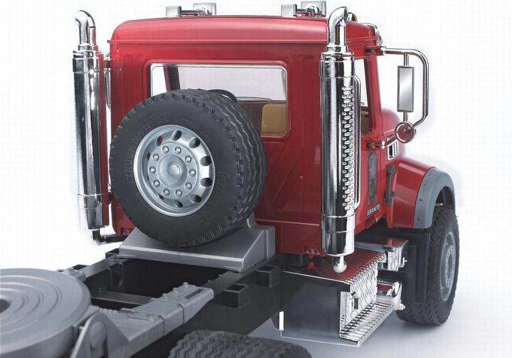 Actual product image Bruder Mack Granite truck with low loader and excavator