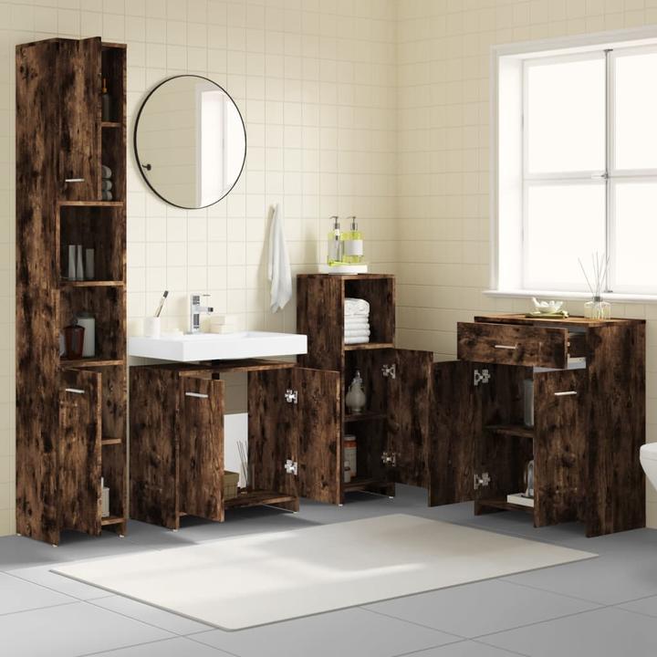 Produktbild VidaXL Badmöbel Set Badezimmermöbel Badezimmerschrank 4 tlg. Räuchereiche