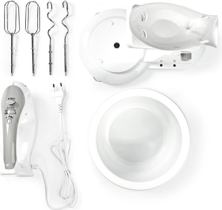 Image du produit Nedis Mixeur à main 200 W 5 vitesses Fonction turbo Turning Bowl / 2 crochets pétrisseurs / 2 fouets (200 W)