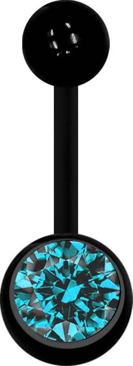 Produktbild Star Piercing Banane schwarz mit Kugel und Kugel Kristall aqua (Acryl, ohne Messing)