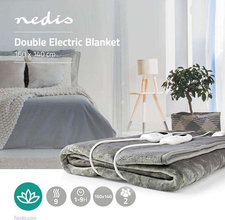 Produktbild Nedis Elektrische Bettdecke | Unterdecke | 2 Personen | 160 x 140 cm | 9 Wärmeeinstellungen | waschb (160 x 140 cm)