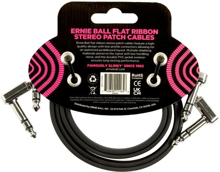 Immagine prodotto Ernie Ball Cavo patch 6406 tariffa flat, confezione da 2 - 0,61 (0.61 m)