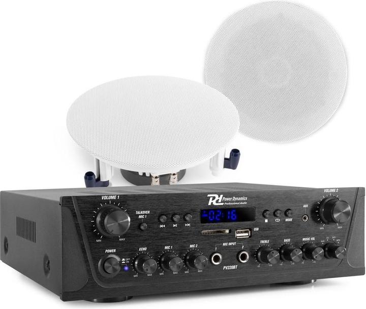 Image du produit Power Dynamics met Bluetooth - - PV220BT versterker met 2x ESCS5 plafond speaker