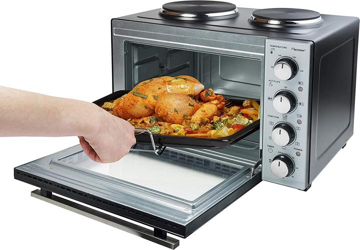 Image du produit Bestron Petite cuisine (gril - four avec double plaque de cuisson) avec tournebroche et fonction de