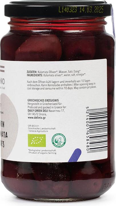 Image du produit Delinio Bio Kalamata Oliven, 370 gr Glas (550 g)