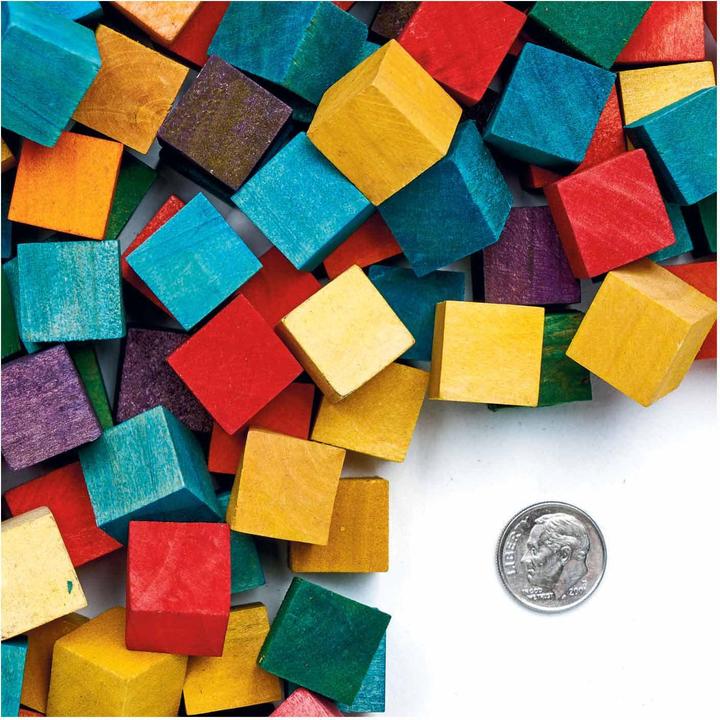 Actual product image Colourings - Coloured wooden cube blocks, 196st.