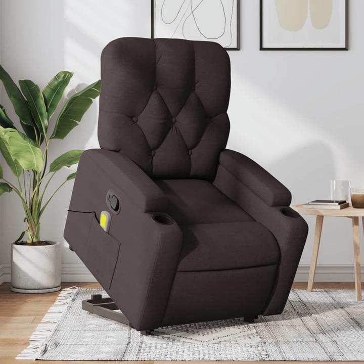 VidaXL Massagesessel Aufstehhilfe Fernsehsessel Relaxsessel Dunkelbraun Stoff