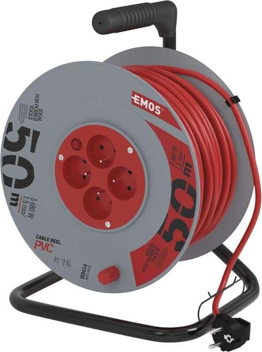 Actual product image Emos Drum cable with earthing, 4 sockets, 50 m (P19450) (50 m, 1.50 mm²)