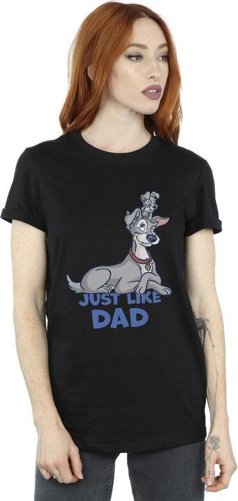 Actual product image Disney Womens/Ladies Lady And The Tramp Just Like Dad Cotton Boyfriend T-Shirt (XL)