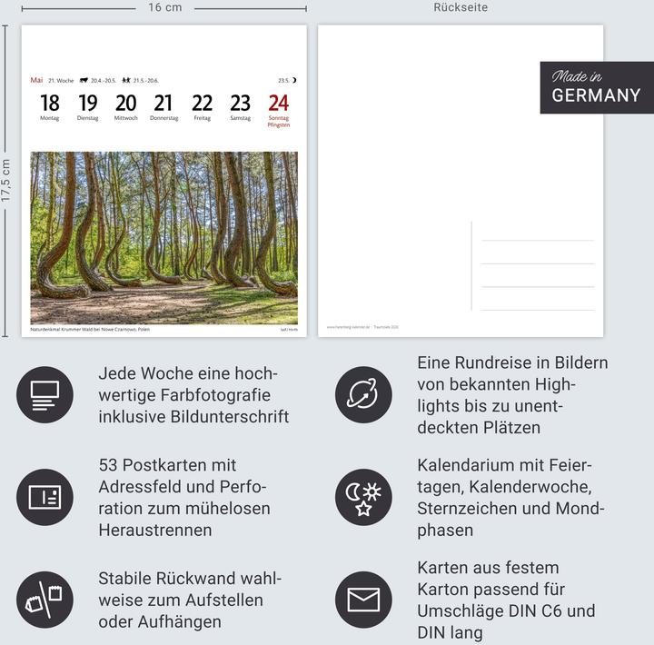 Actual product image Harenberg Traumziele Sehnsuchtskalender 2026 - Wochenkalender mit 53 Postkarten (German)