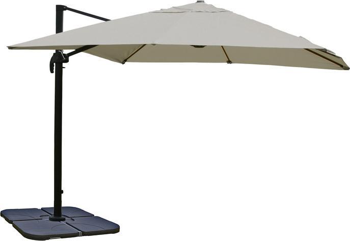 Image du produit Mendler Parapluie de signalisation pour la restauration, 3,5x3,5m (Ø4,95m) polyester/alu 25kg gris crème (3.50 m)