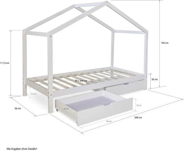 Immagine prodotto Homestyle4u Letto per bambini Letto per bambini con materasso e rete (90 x 200 cm)