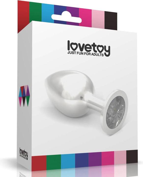Actual product image Lovetoy Metal Butt Plug RoseBud Classic with Fuchsia Jewel Size L