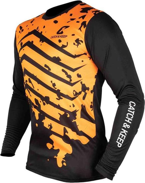 Produktbild Catch & Keep Trikot Protection Torwarttrikot Gr. M Orange-Schwarz Fussball Torwart Shirt Oberteil (M)