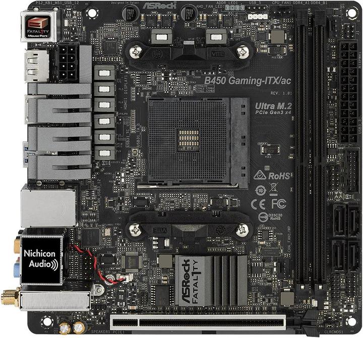 Actual product image AsRock B450 Gaming-ITX/ac (AM4, AMD B450, Mini-ITX)