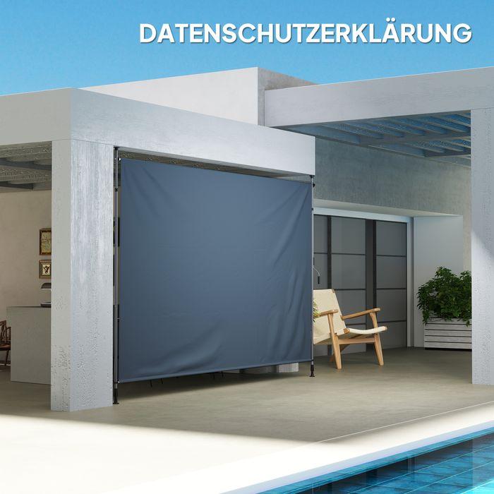 Produktbild Swisshandel24 Klemmmarkise mit Handkurbel höhenverstellbar inkl. Wandhalterung 400 cm, Dunkelgrau (4 m)