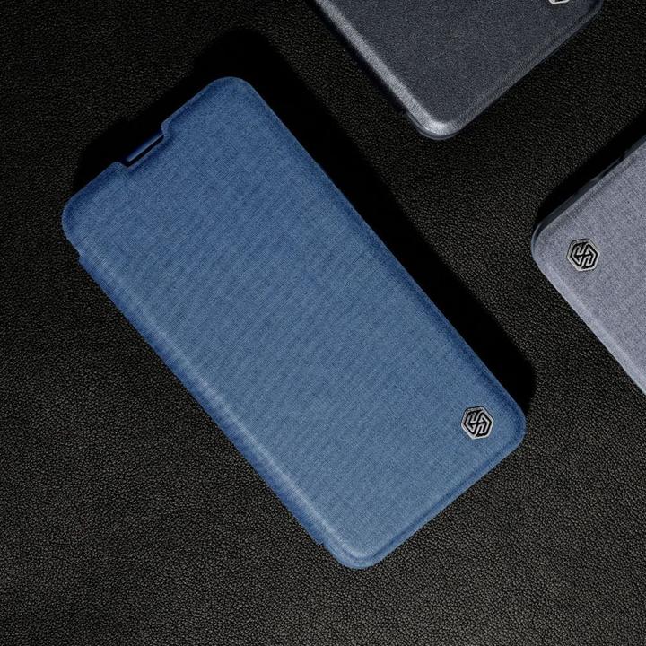 Actual product image Nillkin Qin Pro Leather Case Fabric - Apple iPhone 14 Plus - Blue (Apple iPhone 14 Plus)
