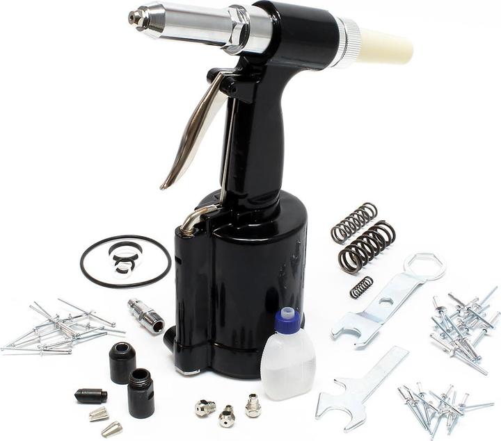 Actual product image Wiltec Compressed air Riveting gun 2.4-4.8 mm Pneumatic riveting device for blind rivets Set