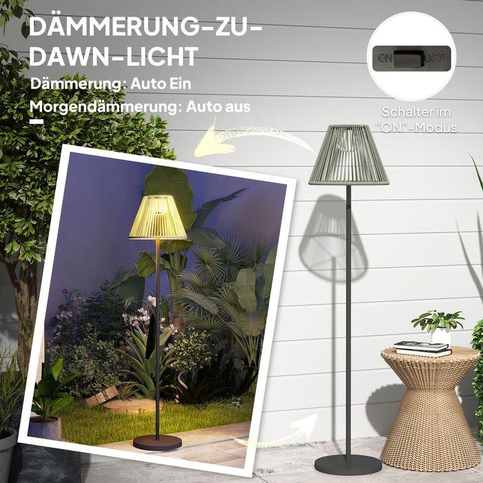 Actual product image Swisshandel24 Stehlampe Rattan Solarlampen mit Lichtsensor Boho-Stil IP44 Ø33x135 cm (15 lm, IP44)
