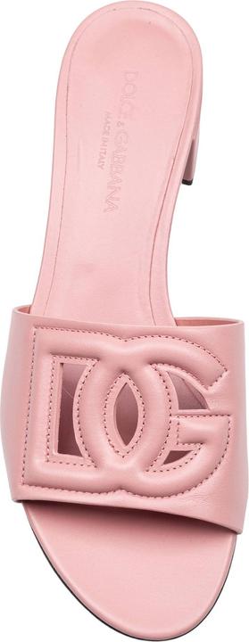 Produktbild Dolce & Gabbana pink leather mule with dg logo (41)