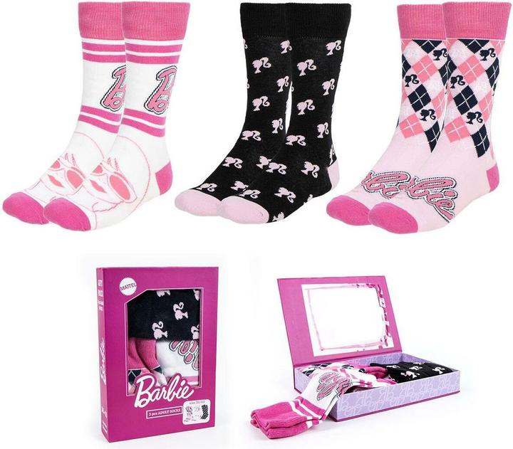 Cerda BARBIE - Pack de 3 Paires de Chaussettes (Taille 36-43) (3er Pack, 36 - 43)