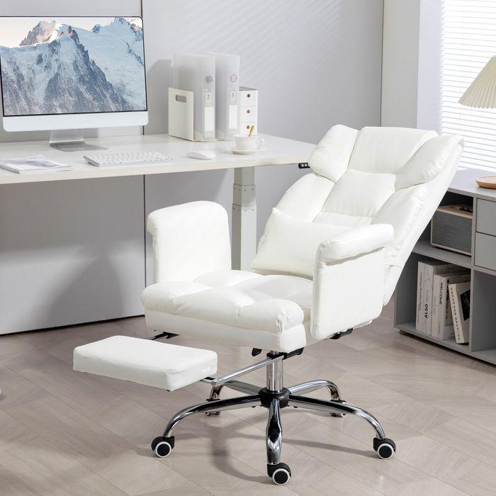 Produktbild Swisshandel24 Bürostuhl, Ergonomisch Schreibtischstuhl mit Liegefunktion, Lendenkissen, Weiss