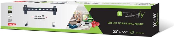 Produktbild Techly Befestigungskit (Wandmontage) - für Flachbildschirm - Schwarz - Bildschirmgrösse: (Wand, 55", 50 kg)