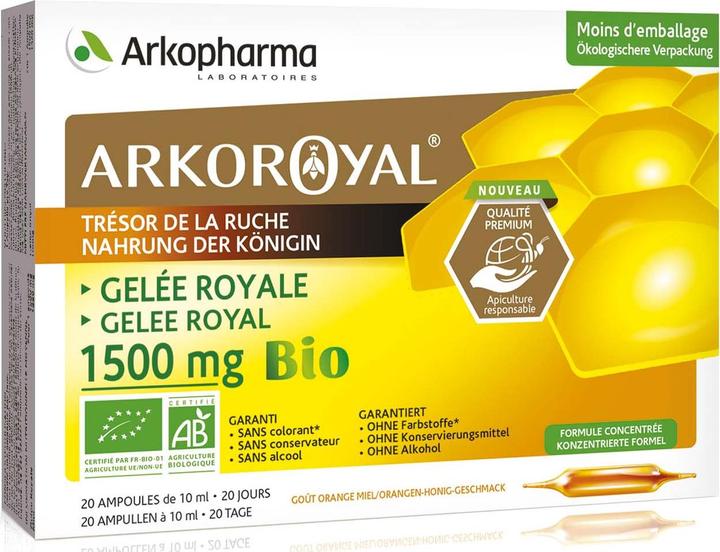 Actual product image Arkopharma Arkoroyal Bio Gelée Royal Ampullen 1500mg (20 Piece, Ampoule, 383 g)