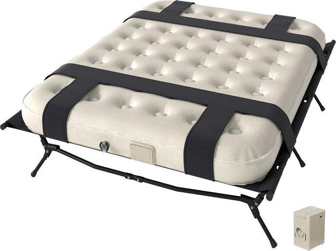 Swisshandel24 Feldbett Campingbett mit Luftmatratze Pumpe 200 x 153 cm belastbar bis 200 kg