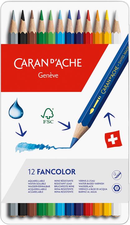 Immagine prodotto Caran d'Ache Fancolor Farbstifte Metallschachtel (Multicolore, 12 x)