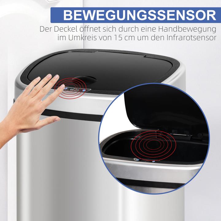 Image du produit Homcom Poubelle avec capteur infrarouge (58 l)