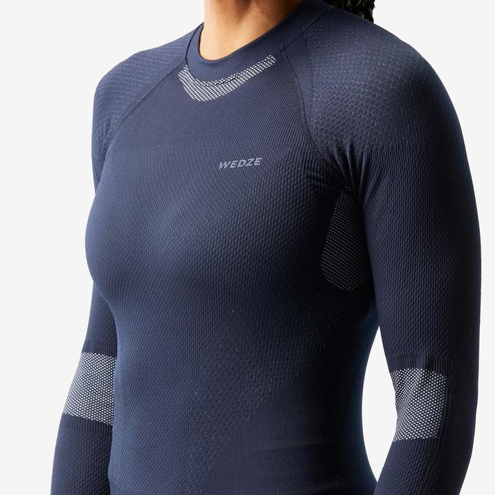 Produktbild Wedze Skiunterwäsche Funktionsshirt Damen weich nahtlos - BL500 dunkelblau/blau (XS)
