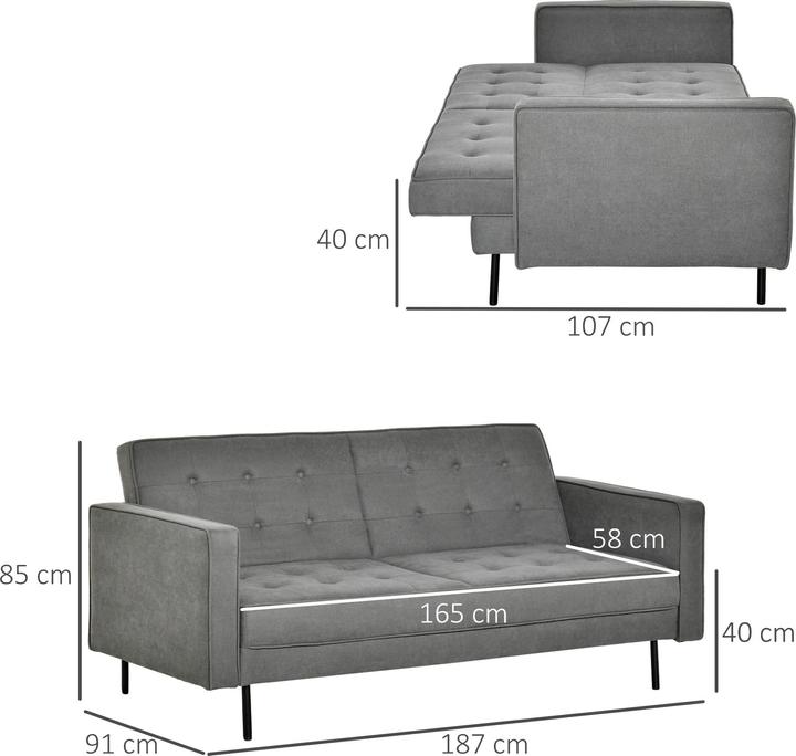 Image du produit Homcom Canapé-lit 3 places (3 places)