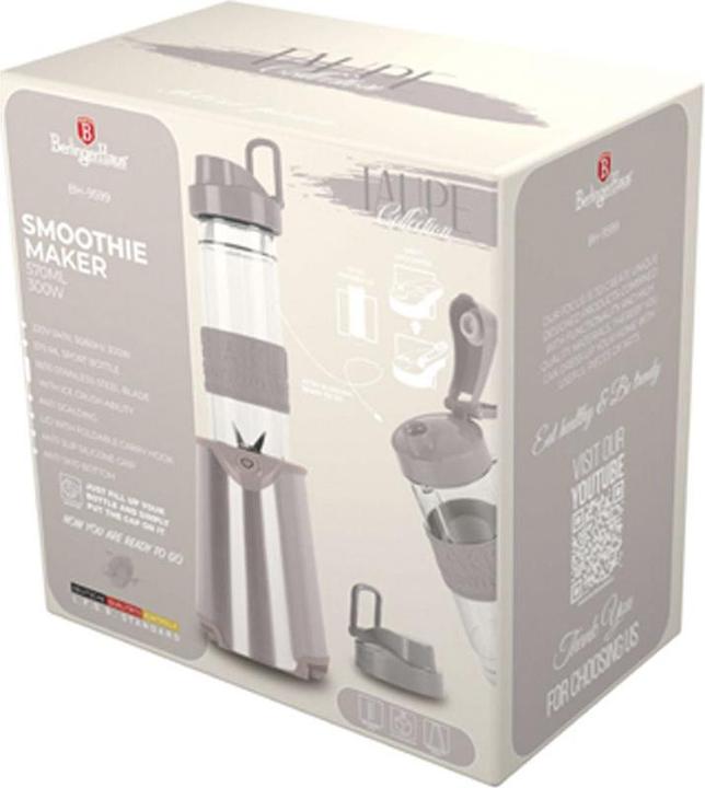 Image du produit BerlingerHaus Mixeur design avec bouteille sport 570ml, 300 W, taupe (300 W)