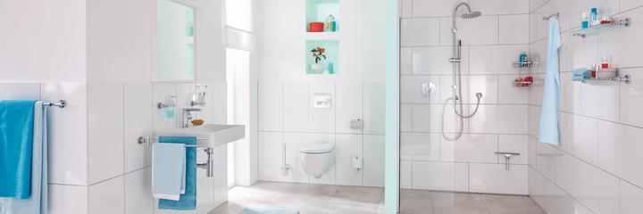 Actual product image tesa LOXX bath towel rail with two arms incl. adhesive solution without drilling